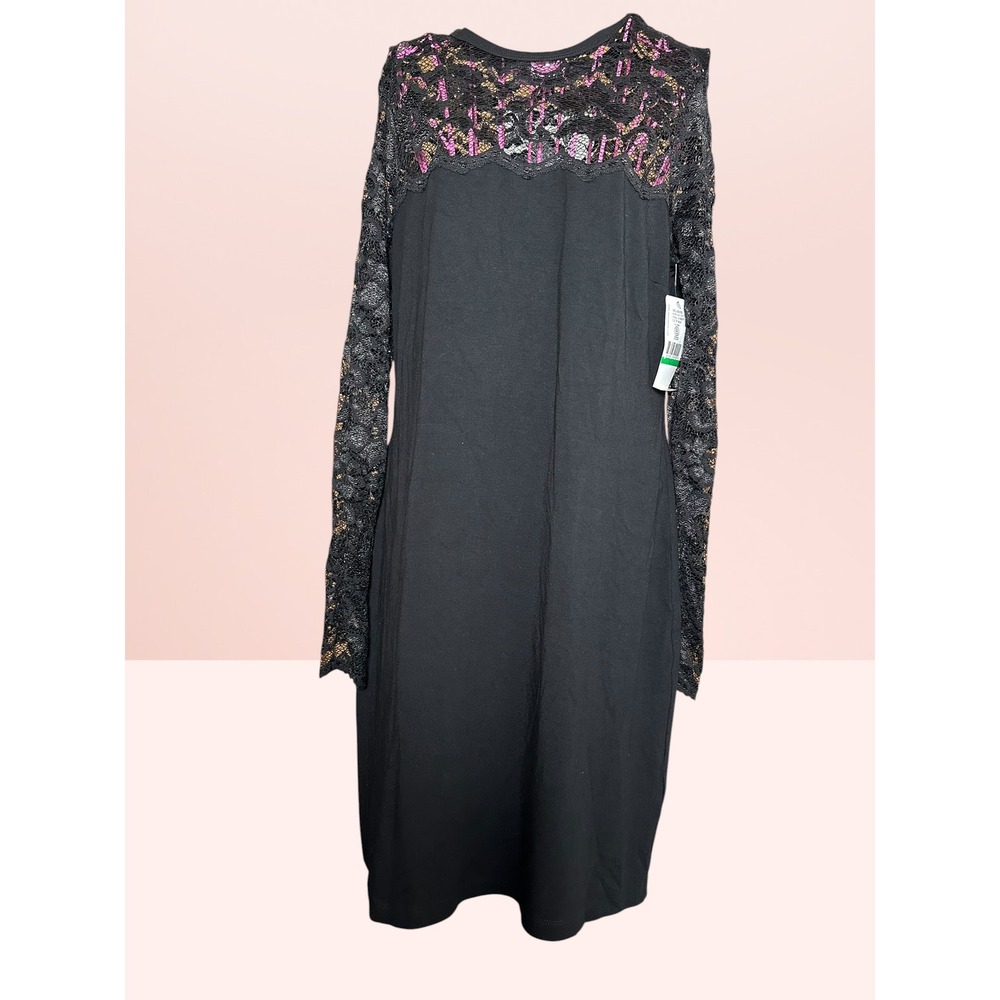 Karen Kane Blake Lace Dress L14229 Black Long Sleeve Sheath Cocktail Size L NEW
